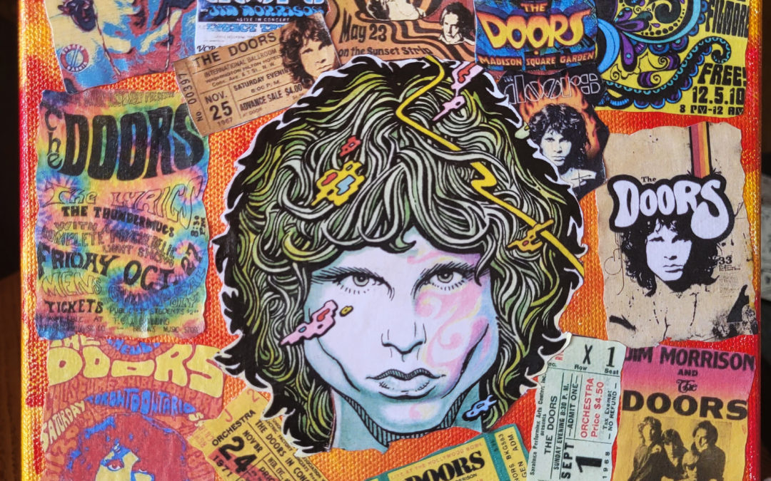 MES COLLAGES – SÉRIE ROCK & BLUES – PETITS FORMATS 20 X 20