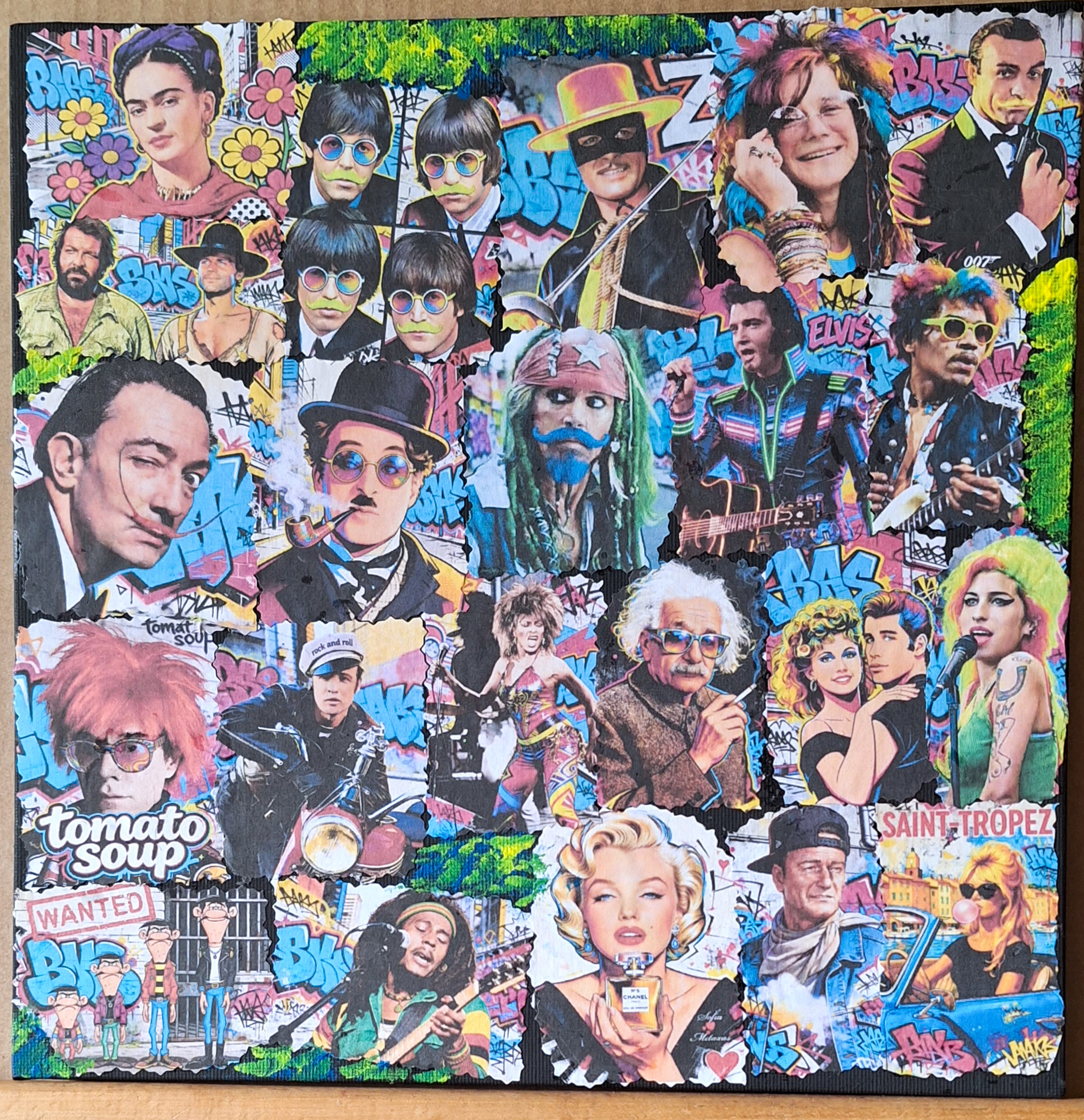 collage papier sur carton toilé